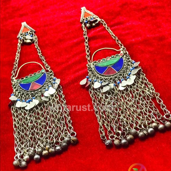 Afghan Kuchi Bell Earrings: Traditional Tribal Chandbaliyaan - Picture 1 of 12